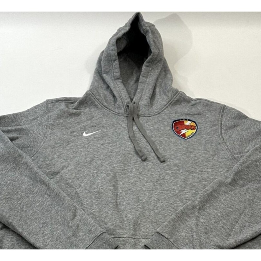 Nike Men's Pullover Hoodie Grey Embroidered Chest Patch Kangaroo Pocket, Size XL